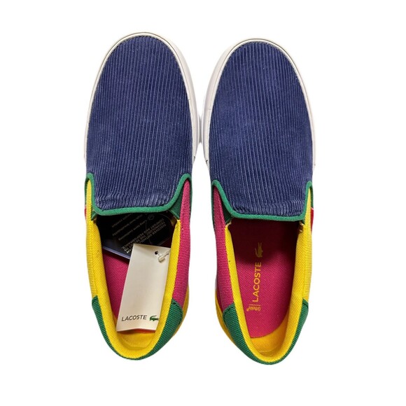 Lacoste Other - NEW Lacoste Youth Boys Size 3.5 Jump Serve Multicolor Corduroy Slip On Sneaker